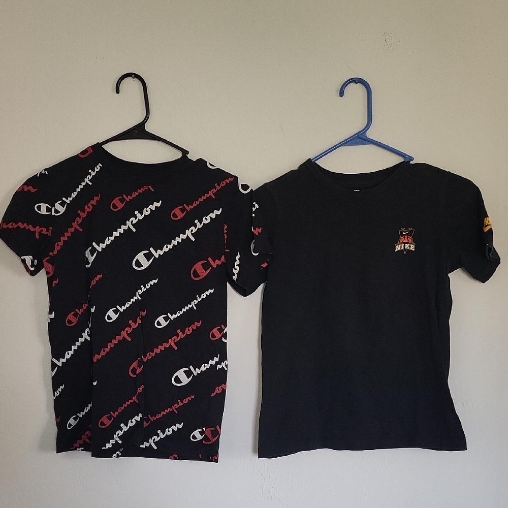 Champion Kids Black and Red Logo Tees